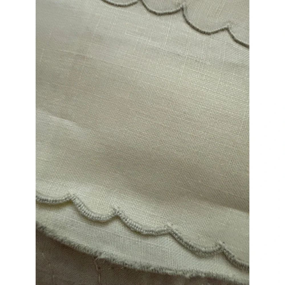 Vintage Hand Towels/Napkins Set of 2 White Silver Floral Butterfly Scalloped 21